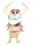 1boy 2018_halloween_collab artist:boneyt bag colored costume fawful glasses halloween halloween_collab horns lego_(series) lego_indiana_jones mario_&_luigi mola_ram smile super_mario traditional_medium // 1025x1364 // 1000KB