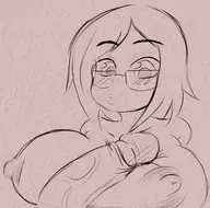 artist:crocface glasses huge_breasts huniecam_studio huniepop nikki nude paizuri penis sketch // 963x955 // 465KB