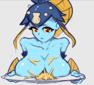 1girl artist:unknown breasts french_fries minette skullgirls // 868x786 // 540KB