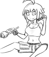 casual_clothes gun hentai midriff noaika player_character protagonist // 600x700 // 198KB