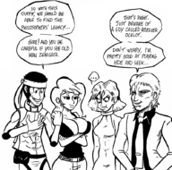 arsen_lupin_iii clothes_swap crossdressing dialogue fujiko_mine lupin_iii meryl_silverburgh metal_gear_solid mgs monochrome solid_snake // 900x892 // 155KB
