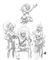 1boy 3girls artist:lizardude din farore link nayru oracle_of_ages oracle_of_seasons sitting sword the_legend_of_zelda // 2100x2495 // 1.4MB