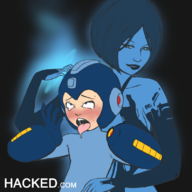 ahegao artist:necrolepsy blush cortana crossover halo mega_man mega_man_(series) mind_break parody text // 796x796 // 427KB