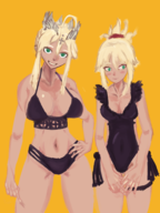 2girls artist:weareildar artoria_pendragon bikini fate_(series) fate_grand_order huge_breasts mordred saber swimsuit // 1871x2500 // 2.6MB