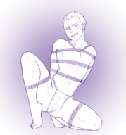 1boy artist:robo_whiskers bondage fundoshi kanji_tatsumi lineart monochrome persona persona_(series) persona_4 shibari shin_megami_tensei short_hair tied // 1341x1438 // 727KB