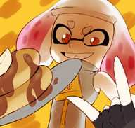 1girl colored food gloves pancakes pearl sign_of_the_horns splatoon splatoon_2 zipper // 800x762 // 457KB