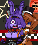 2girls artist:bonitanon bonnie five_nights_at_freddy's freddy_fazbear genderbend huge_breasts rule_63 surprised // 940x1110 // 122KB