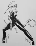 artist:necrolepsy bayonetta bayonetta_(series) casanuva fusion monochrome yo-kai_watch // 746x960 // 90KB