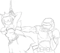 bowser crown doom doomguy dress gloves helmet long_hair princess_bowser punching super_crown super_mario wip // 906x809 // 93KB