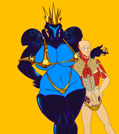 1boy 1girl abs artist:scorndude bikini breasts colored crown dark_samus golden_bikini helmet huge_breasts metroid navel scorn scorn_guy sling_bikini tummy underwear // 2342x2631 // 1.1MB