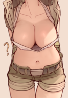 1girl artist:wamudraws breasts colored fiolina_germi huge_breasts metal_slug midriff oblivious wardrobe_malfunction // 1300x1876 // 1.7MB