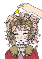 artist:unknown colored colorist:miqotefag crown final_fantasy headpat lalafell monochrome nanamo_ul_namo third-party_coloring // 1476x2085 // 1.5MB