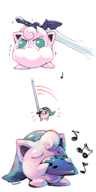 artist:biorobo colored cosplay jigglypuff link master_sword music_note ocarina pokemon super_smash_bros the_legend_of_zelda // 700x1400 // 386KB