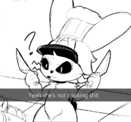1girl ? anthro artist:LizardFungus bunny bunny_girl chef_hat hat instagram jenny_jeungman knife text // 1131x1047 // 53KB