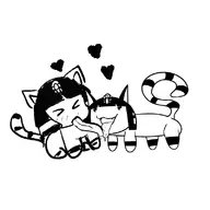 2girls animal_crossing ankha artist:piopoi artist:strugglingquota cat furry heart licking monochrome tongue // 800x800 // 125KB