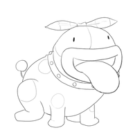 1boy artist:harrace bow collar happy lineart poochy smile super_mario tongue yoshi's_island // 549x537 // 60KB