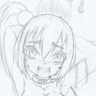1girl artist:nininho bomb bombergirl bomberman collar crying drooling shiro traditional_medium wip // 890x890 // 1.1MB