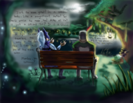 bench colored crossover dark_souls dialogue dota_2 luna moon_rider sitting solaire solaire_of_astora // 996x766 // 1.2MB