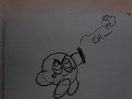 american_kirby drawing himself kirby kirby_(series) monochrome text // 717x538 // 31KB