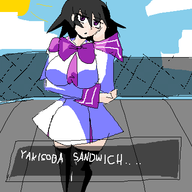 1girl artist:2hufag Ayamine_Kei black_hair clouds muv-luv purple_hair sun thigh_highs // 400x400 // 19KB