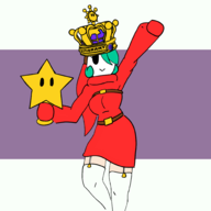 1girl artist:unknown crown shy_gal star super_mario thigh_highs waving // 2000x2000 // 463KB