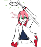 1girl chocobo's_mystery_dungeon_every_buddy! colored final_fantasy green_eyes pink_hair shirma staff text // 1386x1606 // 458KB