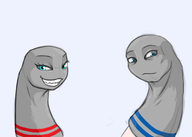 1boy 1girl blue_eyes genderbend grin not_vidya personification sock // 700x500 // 96KB