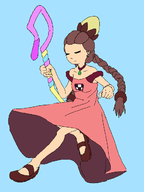 1girl artist:pantsu-ripper braid brown_hair colored dress earrings madotsuki staff wip yume_nikki // 495x659 // 35KB
