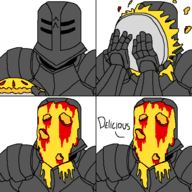 black_iron_tarkus colored comic dark_souls eating pie tarkus // 602x602 // 25KB
