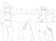 2boys 3girls artist:unknown bikini dark_pit kid_icarus palutena phosphora pit viridi // 1800x1318 // 518KB