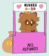 1girl anthro artist:unknown booth crown furry kissing_booth looking_at_viewer money_bag oc smile tanooki tax_queen // 881x995 // 109KB