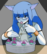 1girl artist:unknown cake colored colorist:miqotefag final_fantasy final_fantasy_xiv miqo'te third-party_coloring // 1086x1265 // 567KB