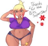 1girl artist:flurrycraft breasts huge_breasts luma nipples personification super_mario text // 1500x1411 // 805KB