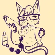 1boy anal anal_beads anal_insertion animal_crossing anthro anus aroused artist:strugglingquota ass balls blush furry glasses legs_up looking_at_viewer lube monochrome penis presenting raymond sex_toy sketch tongue_out // 2000x2000 // 4.8MB