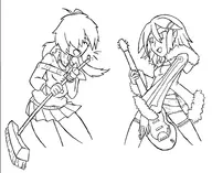 asagi asagi_asagiri broom electric_guitar lineart nippon_ichi singing tagme // 1000x817 // 161KB