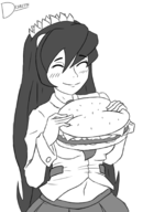 1girl artist:diskette burger filia food monochrome skullgirls // 1192x1760 // 583KB