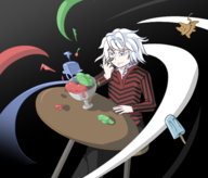 1boy alcor artist:pufflestown cat devil_survivor food ice_cream melancholy_man sitting // 2872x2456 // 714KB