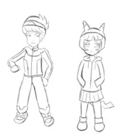 1boy 1girl ayane_matsunaga cosplay persona_(series) persona_4 pikachu pokemon shin_megami_tensei sketch yu_narukami // 694x717 // 88KB