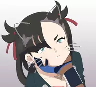 2girls animal_ears bea black_hair blue_eyes colored dark_skin holding_head marnie pokemon pokemon_swsh twintails whiskers // 1683x1538 // 225KB