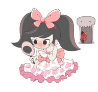 1boy 1girl artist:grooveamada ashley blush colored dress earrings peeking red_(warioware) twintails warioware // 1280x1200 // 438KB