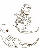 1girl _(series) artist:sky_gears fish harpoon mermaid mermaid_shantae shantae shantae_(series) weapon // 883x1083 // 94KB