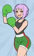 colored cosplay idolm@ster idolm@ster_cinderella_girls little_mac punch-out!! purple_hair sachiko_koshimizu wide_hips // 862x1400 // 588KB