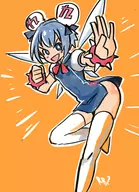 1girl artist:robojanai blue_eyes blue_hair bracelet cirno colored fairy hair_bun pose qipao thigh_highs touhou wings // 1268x1752 // 1.2MB