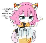 1girl animal_ears artist:unknown beer diona drink genshin_impact text // 612x565 // 34KB