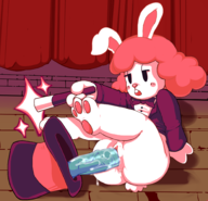 1girl anthro artist:gum ass beans blush bowtie bunny disembodied_penis elfazar's_hat furry hair hat huge_ass magician open_mouth penis pink_hair portal rabbit rabbit_girl tail thick_thighs tuxedo UFO_50 wand wet // 2000x1925 // 1.2MB
