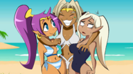 aisha_clan_clan artist:icy breasts chloe cloe colored crossover edit kuroinu outlaw_star shantae shantae_(series) wayforward // 2560x1440 // 1.4MB