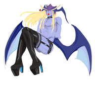 colored condom crossdressing darkstalkers heart high_heels jedah_dohma lingerie // 956x861 // 320KB