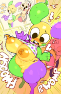 1boy 1girl areolae artist:goatboydraws balloon before_and_after belly blush breasts colored dandy's_world genderbend goob huge_breasts inflation looey navel nipples rule_63 shocked surprised text thick thick_thighs transformation tummy // 988x1519 // 1011KB