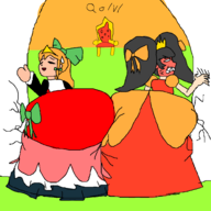 2girls artist:unknown ashley dress fat mega_man_(series) queen_of_v_2025 roll_caskett warioware // 1000x1000 // 45KB