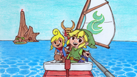 1boy 1girl artist:pureo2 colored king_of_red_lions link selfie tetra the_legend_of_zelda traditional_medium wind_waker // 1920x1080 // 3.9MB